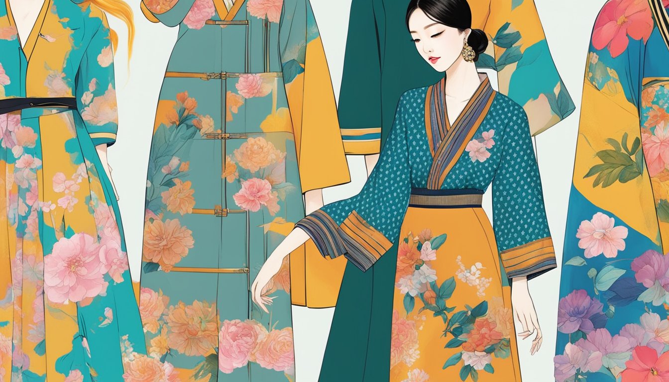 Vibrant colors and bold patterns adorn modern Korean fashion, reflecting a mix of traditional and contemporary influences
