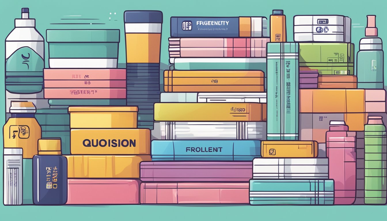 A stack of colorful Korean brand products with "Frequently Asked Questions" text displayed prominently