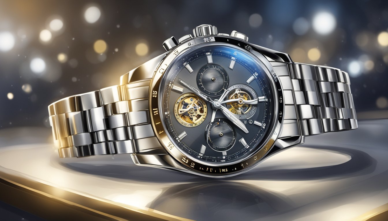 A spotlight shines on a display of high-end timepieces, showcasing the elegance and luxury of top watch brands in Singapore