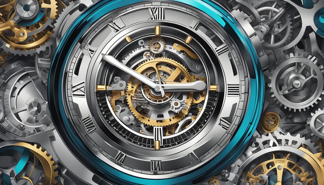 A sleek, modern watch surrounded by intricate gears and precision tools, symbolizing the innovative advancements in watchmaking by top brands