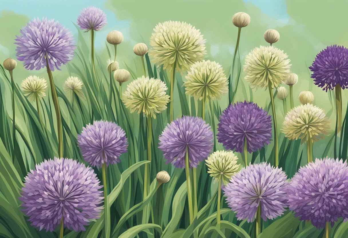 Alliums in well-drained soil, sun, water. Prune dead flowers. Watch for pests