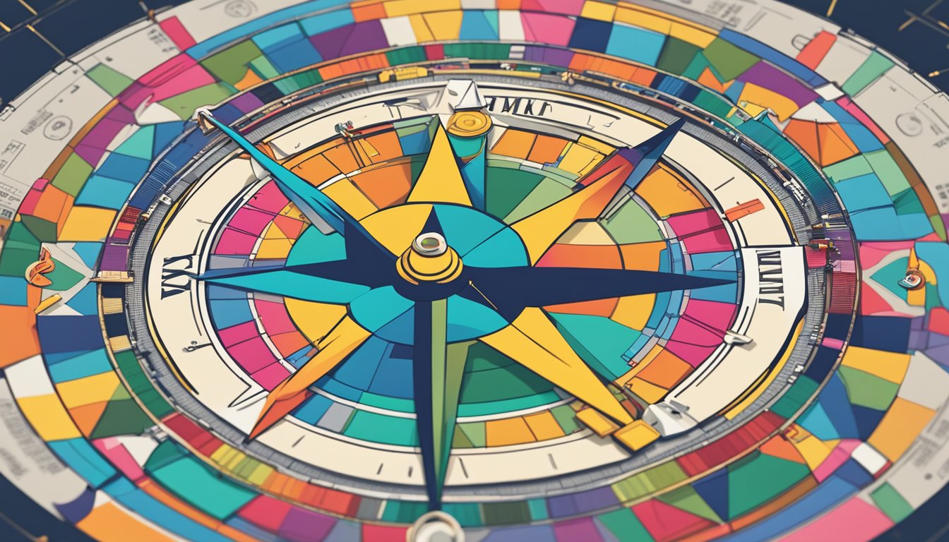A colorful compass pointing to "Crafting Your Positioning Statement" amidst a sea of competing brands