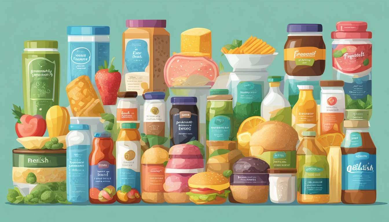 A colorful array of food products with "Frequently Asked Questions" labels, representing Deelish brands