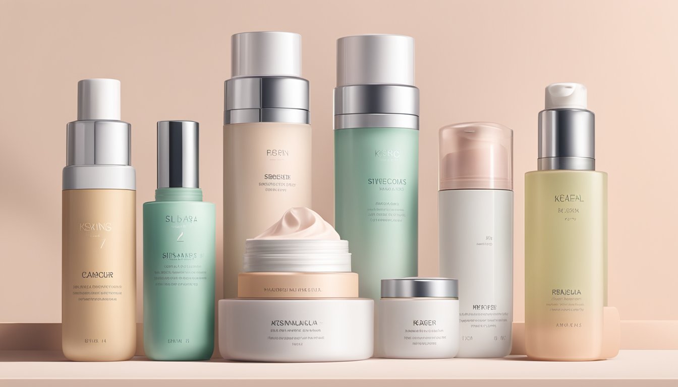 A variety of Korean skincare-first makeup products arranged on a clean, minimalist display