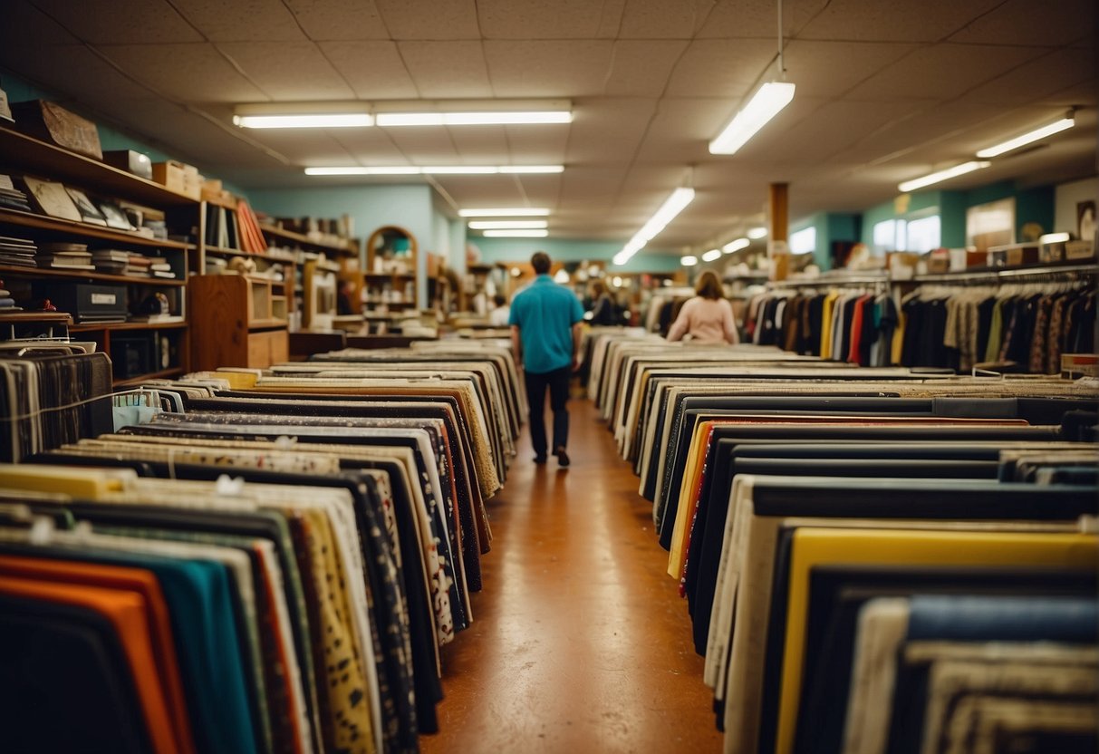Customers browsing racks of vintage clothing, shelves of unique home decor, and in Nashville's top thrift store