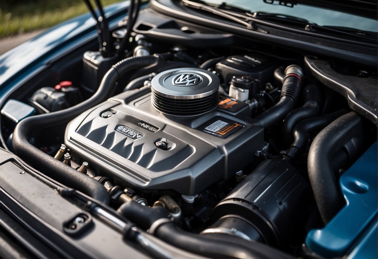 A Volkswagen Jetta's engine receiving a thorough cleaning with the best fuel injector cleaner, ensuring optimal performance and efficiency