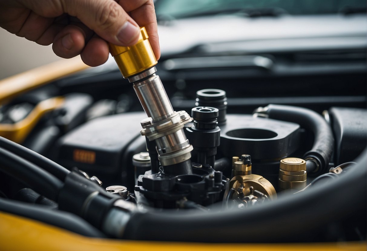 A Volkswagen Jetta's fuel injector being cleaned with the best cleaner, showing the process and effectiveness in improving engine performance