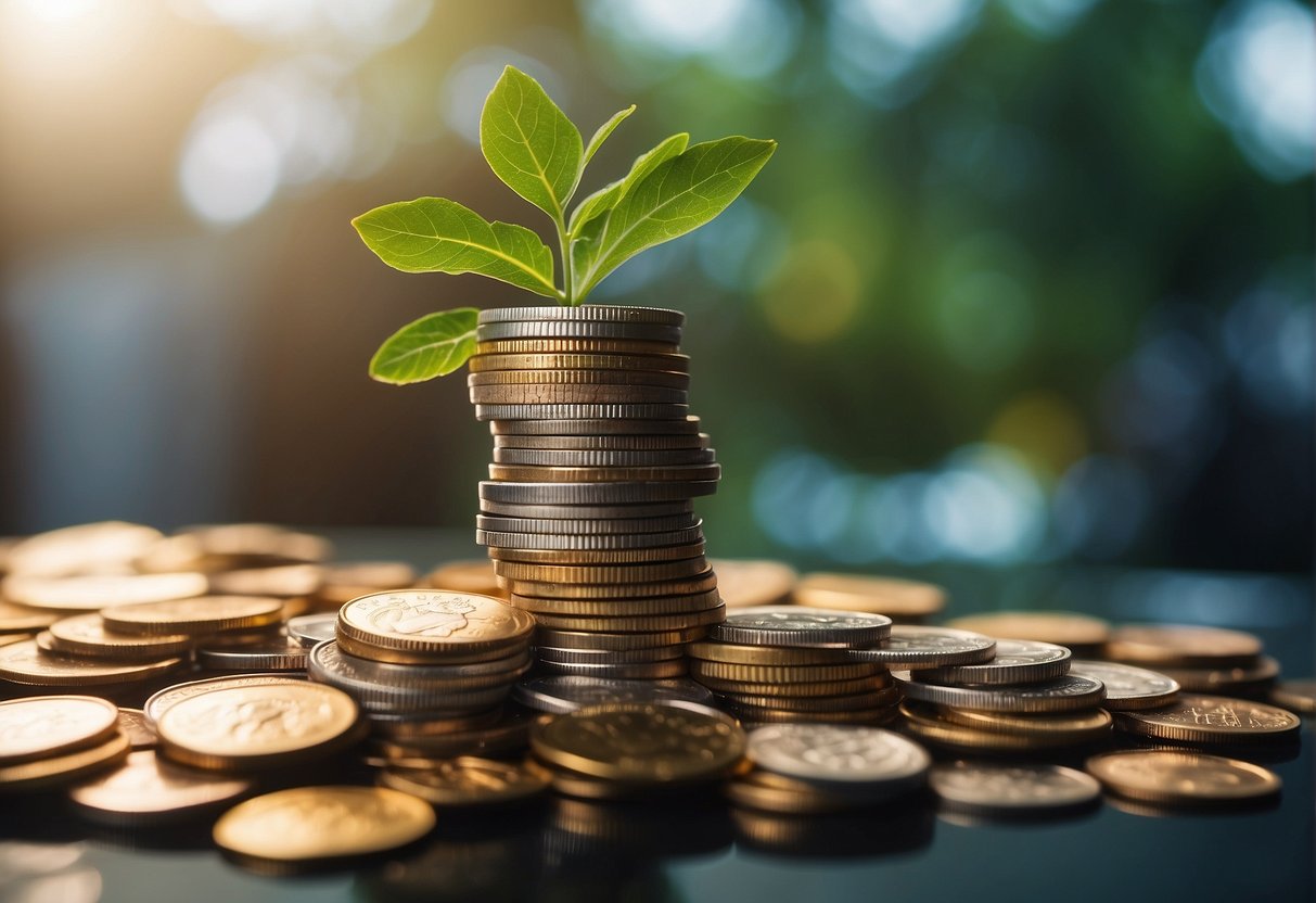 A pile of coins and a growing stack of bills symbolize increasing borrowing capacity