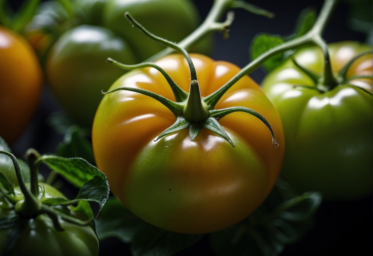 A green tomato ripens from the inside, turning red. It is safe to eat