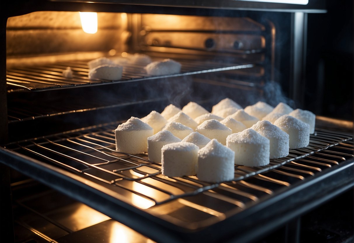 Styrofoam placed in oven, emitting toxic fumes. Health concerns and chemical risk