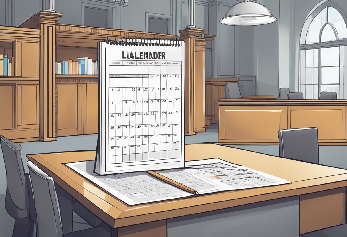 The scene shows a calendar with 360 days marked, symbolizing the maximum time limit for the conclusion of an administrative process in the RFB set by the Judiciary