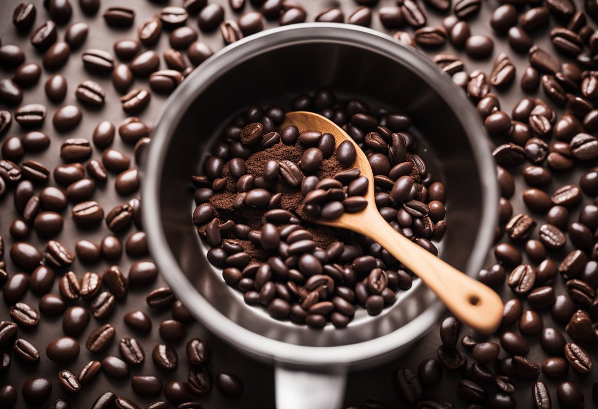 A mixing bowl filled with black beans and chocolate being stirred together to create black bean and chocolate brownies