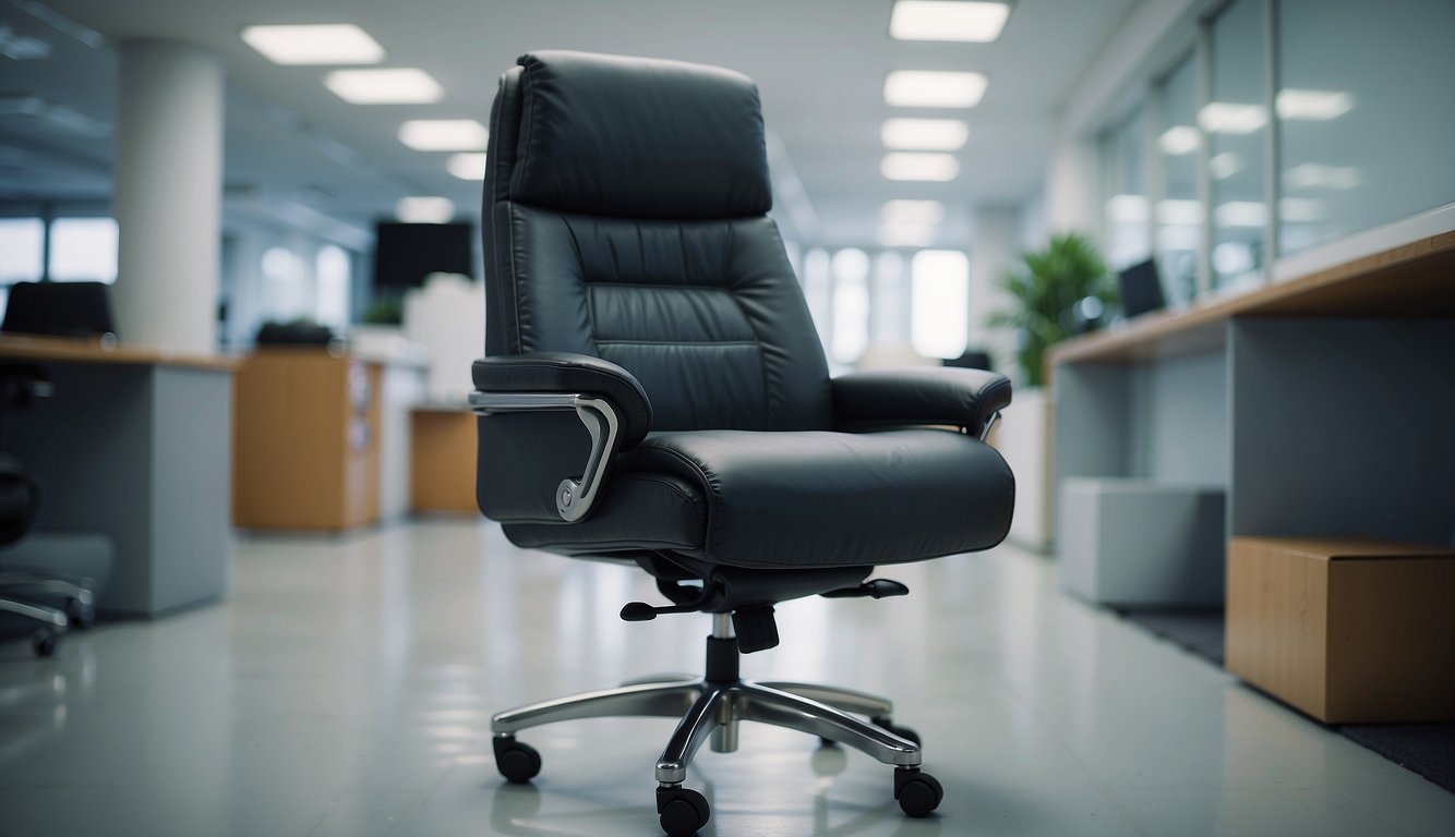 An empty office chair sits in a clean, simple room, missed calls