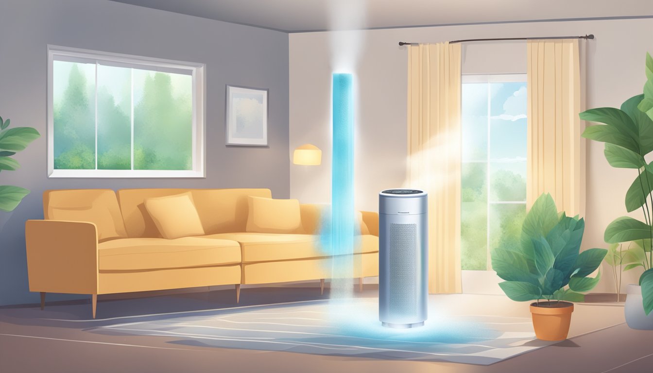 An air purifier sucks in air, trapping mold spores and other allergens in its filters. Clean air is then released back into the room