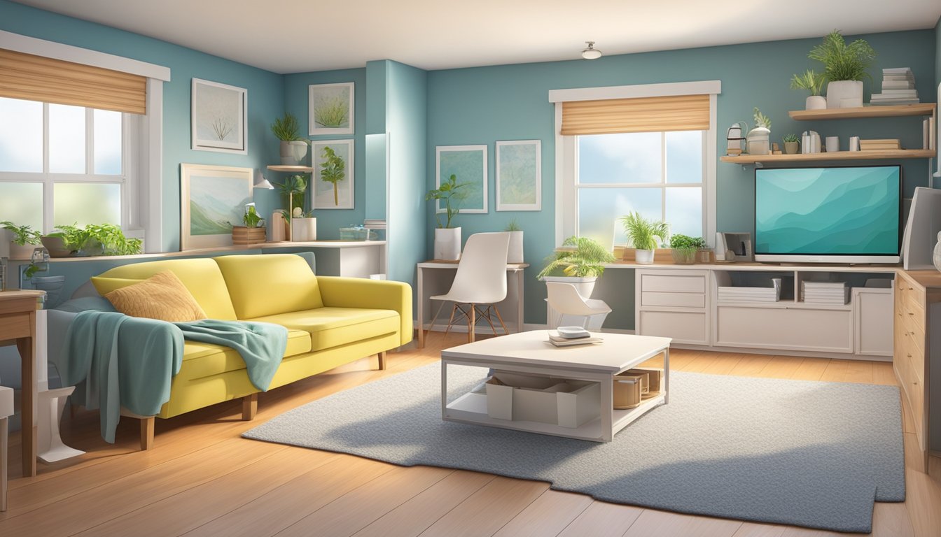 A clean, clutter-free living space with proper ventilation and moisture control. No signs of mold or mildew on surfaces or in the air. Allergy-friendly furniture and bedding