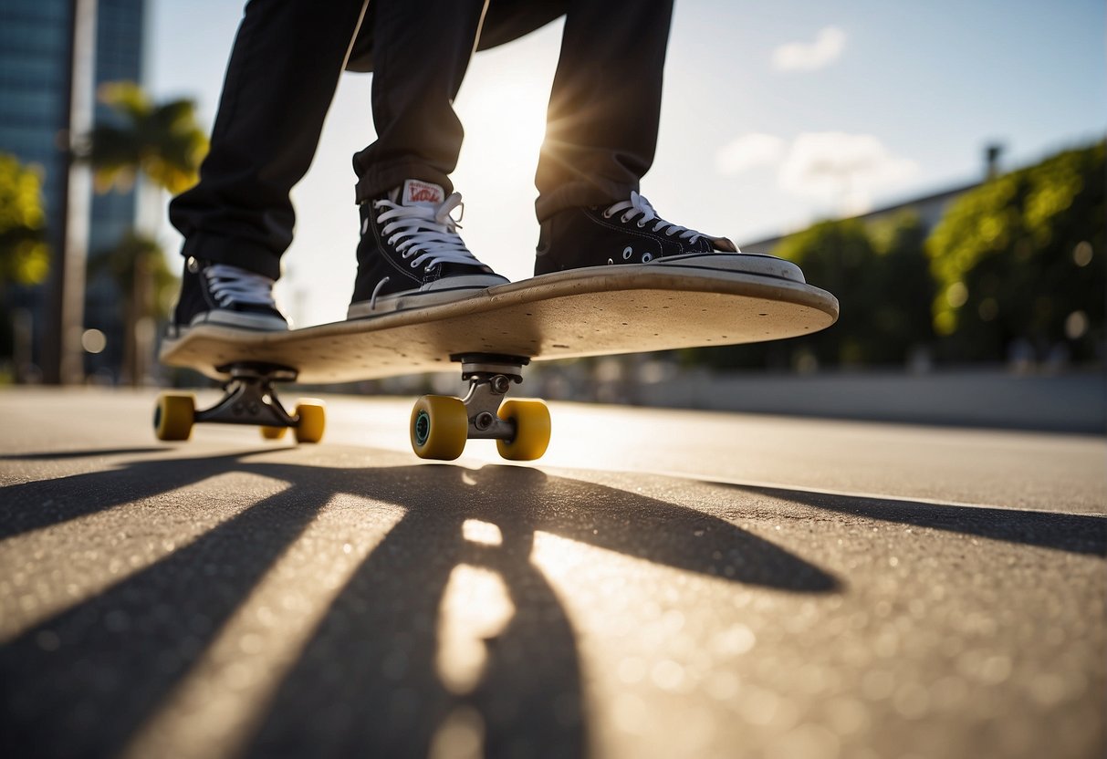 How Many Calories Does Skateboarding Burn 2024? Surprising Insights 2 Skateboarders gliding across a sunny urban landscape, with a focus on the physical activity and energy expenditure