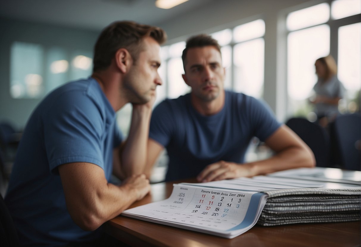 A person waits impatiently, staring at a calendar, eager to resume physical activity after their recent liposuction procedure