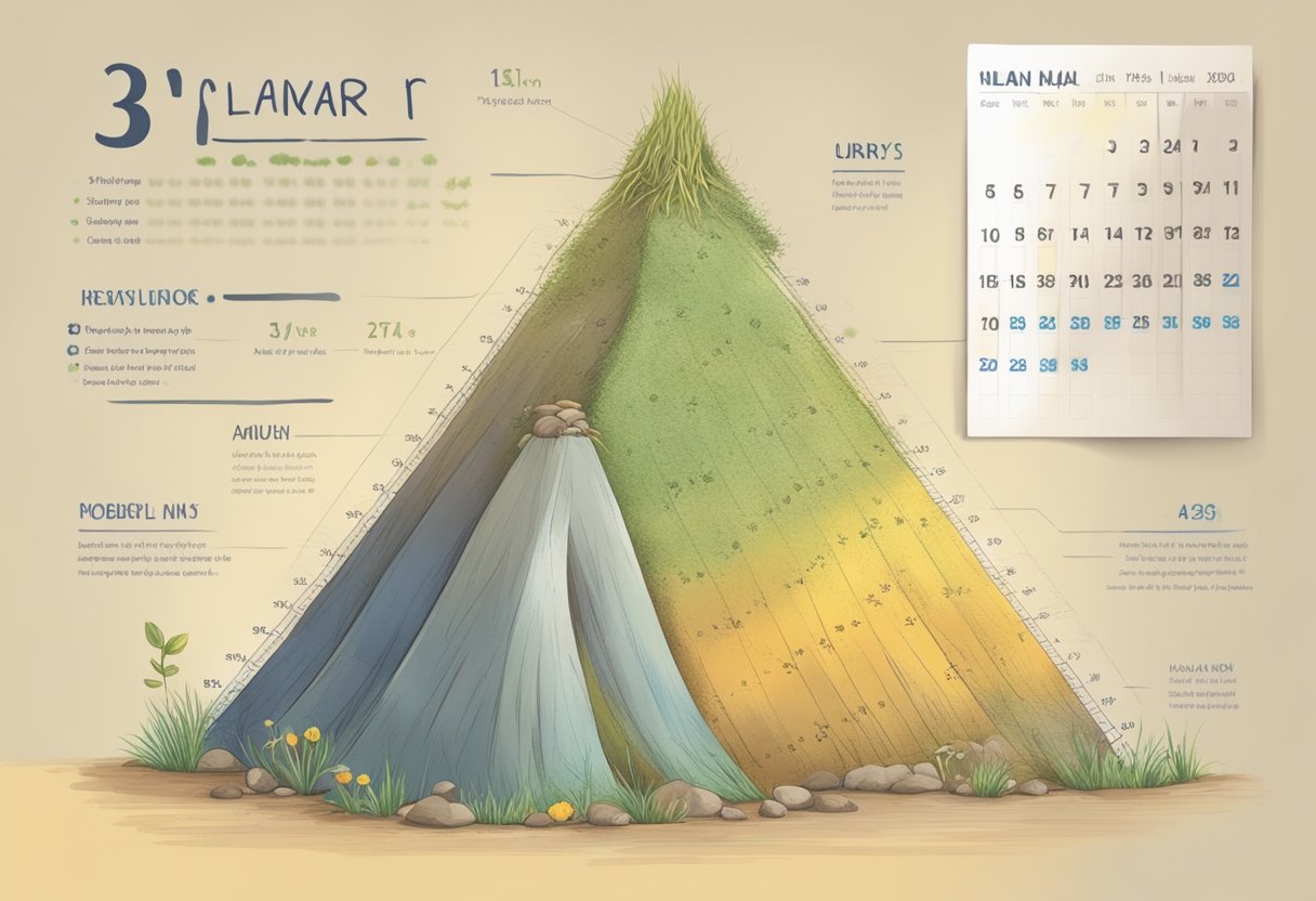 A child's growth chart with age milestones, a pile of shed hair, and a calendar marking puberty