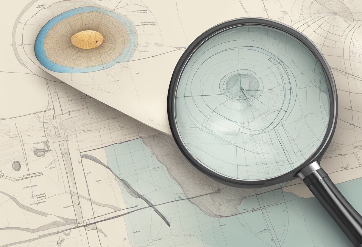 A magnifying glass hovers over a scientific diagram of the human body, focusing on the section depicting the purpose of pubic hair