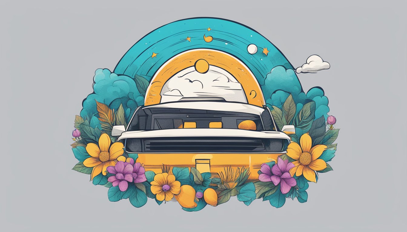 A vibrant graphic tee design featuring bold typography and eye-catching illustrations, centered on a clean, high-quality cotton tee