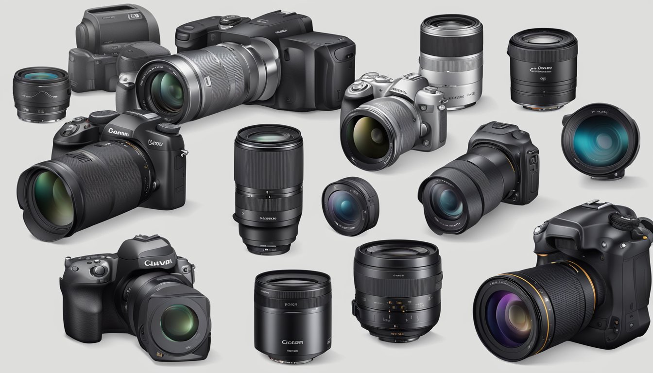 A variety of camera brands displayed with advanced features and sleek designs