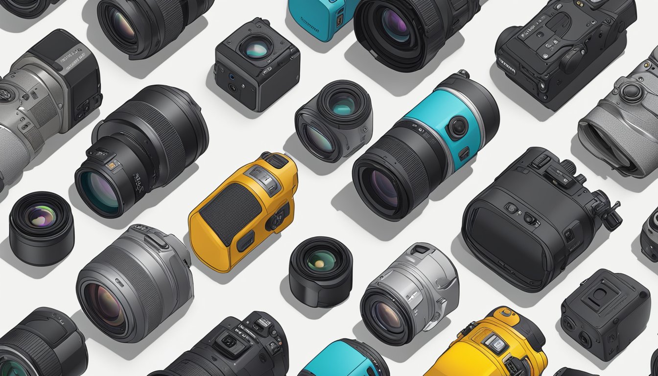 Various camera brands arranged in a grid with "Frequently Asked Questions" text above