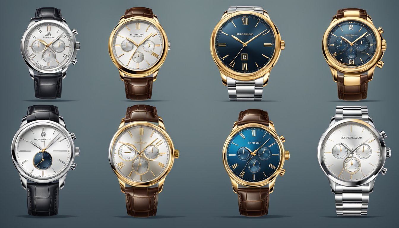 A luxurious watch brand ranking with elegant timepieces displayed on a sleek, modern backdrop