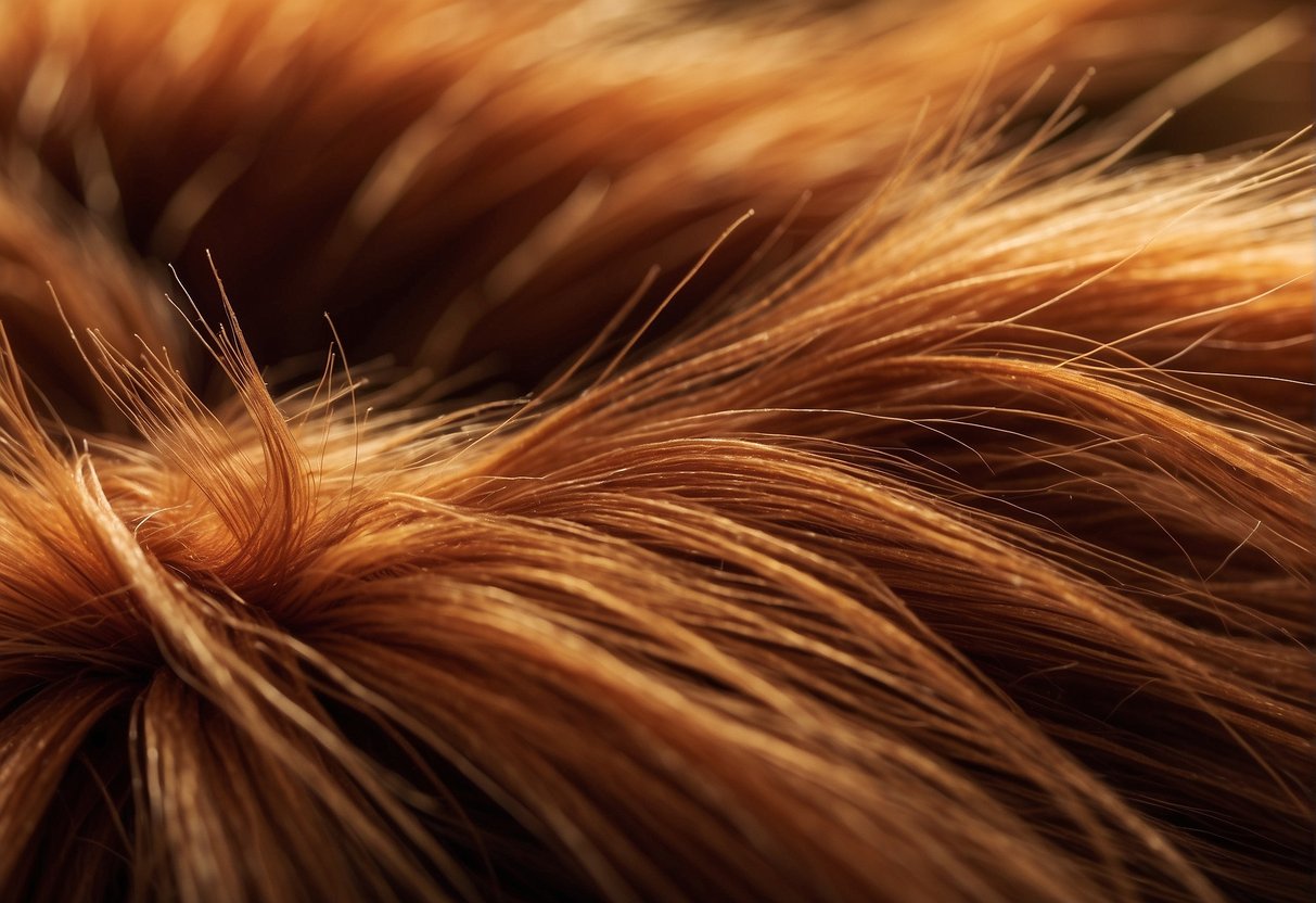 A close-up of red pubic hair, showing the genetic and pigmentary characteristics