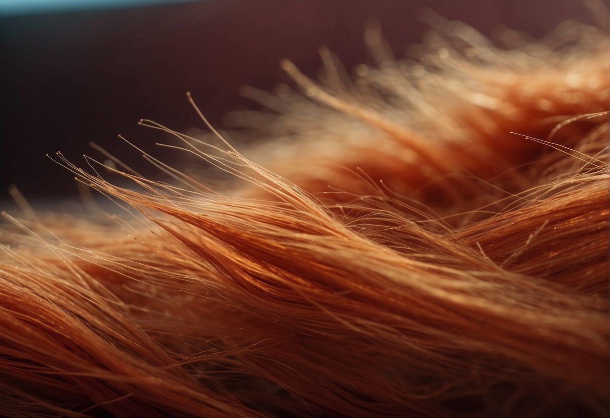 A close-up of red pubic hair, illustrating the genetic and pigment characteristics