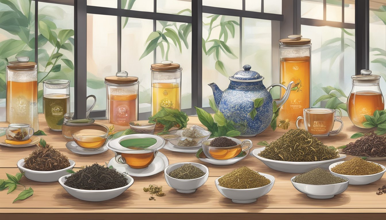 A table adorned with various tea blends and flavors from a Singaporean brand, showcasing innovation and creativity in the world of tea