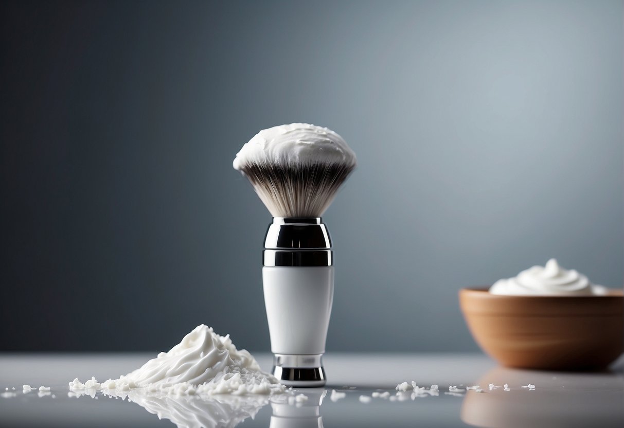 A razor and shaving cream on a clean, white surface