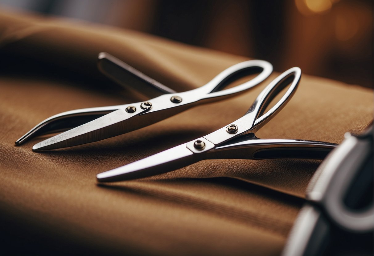 A pair of scissors cutting pubic hair on a clean surface