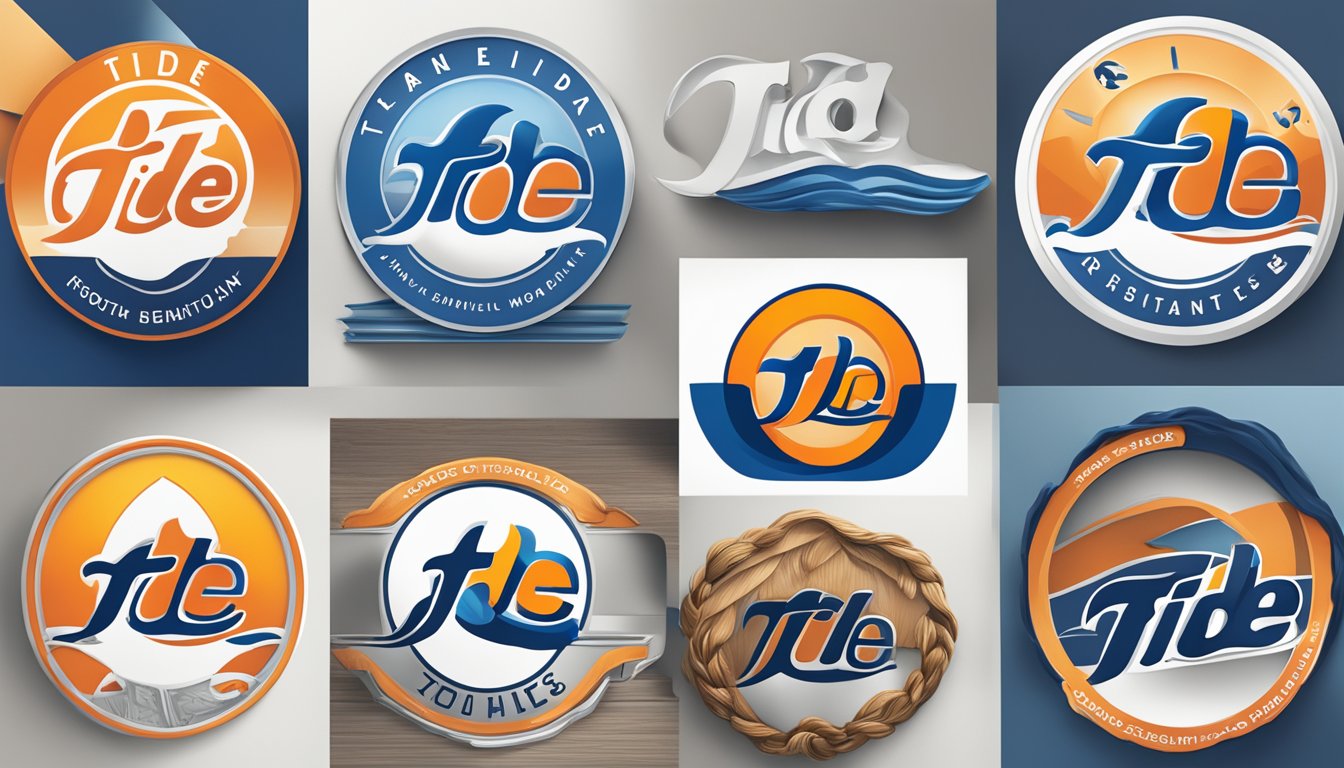 The Tide logo evolves from a simple wordmark to a modern, stylized emblem, reflecting the brand's history and growth over time