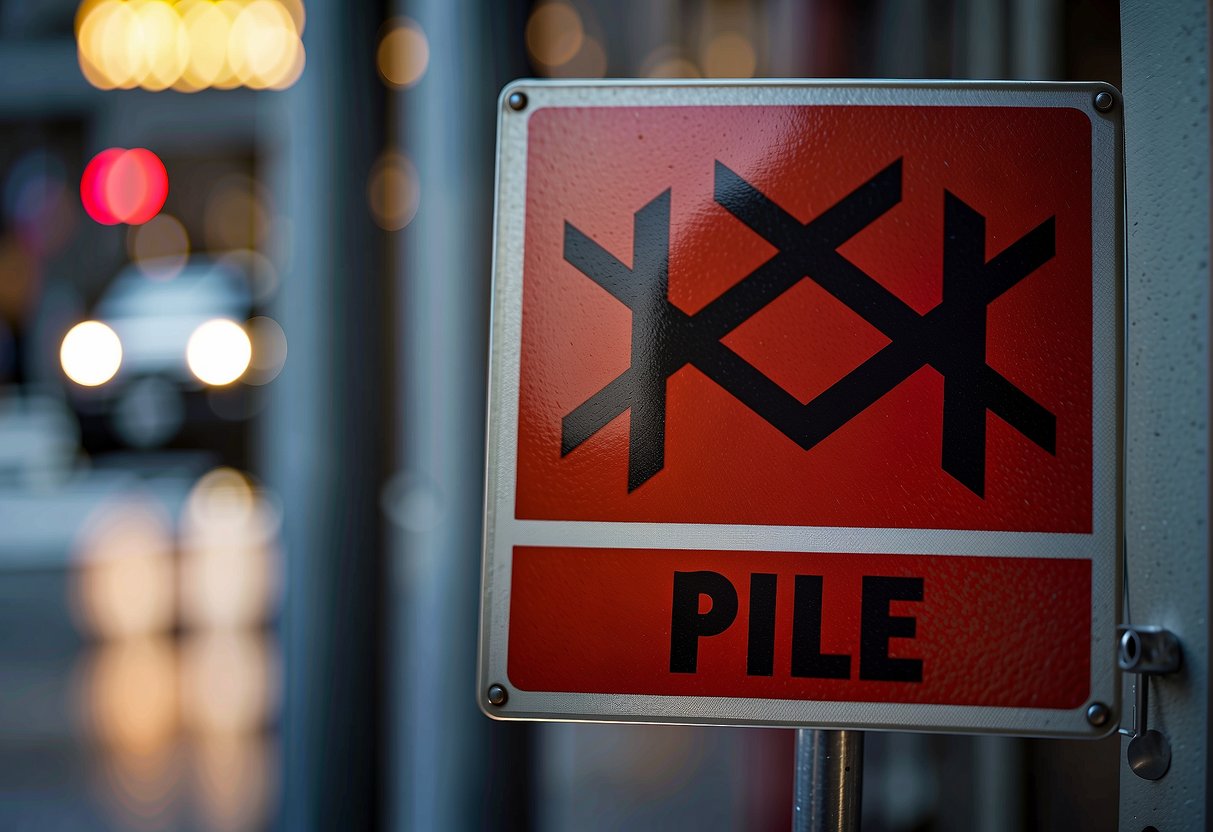 A warning sign with crossed out pubic hair and a red X