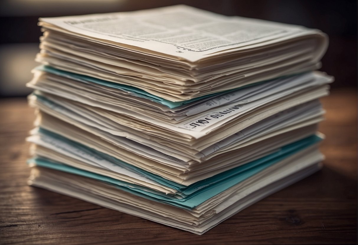 A stack of paper with "Frequently Asked Questions" printed on top, surrounded by various symbols and icons representing different topics