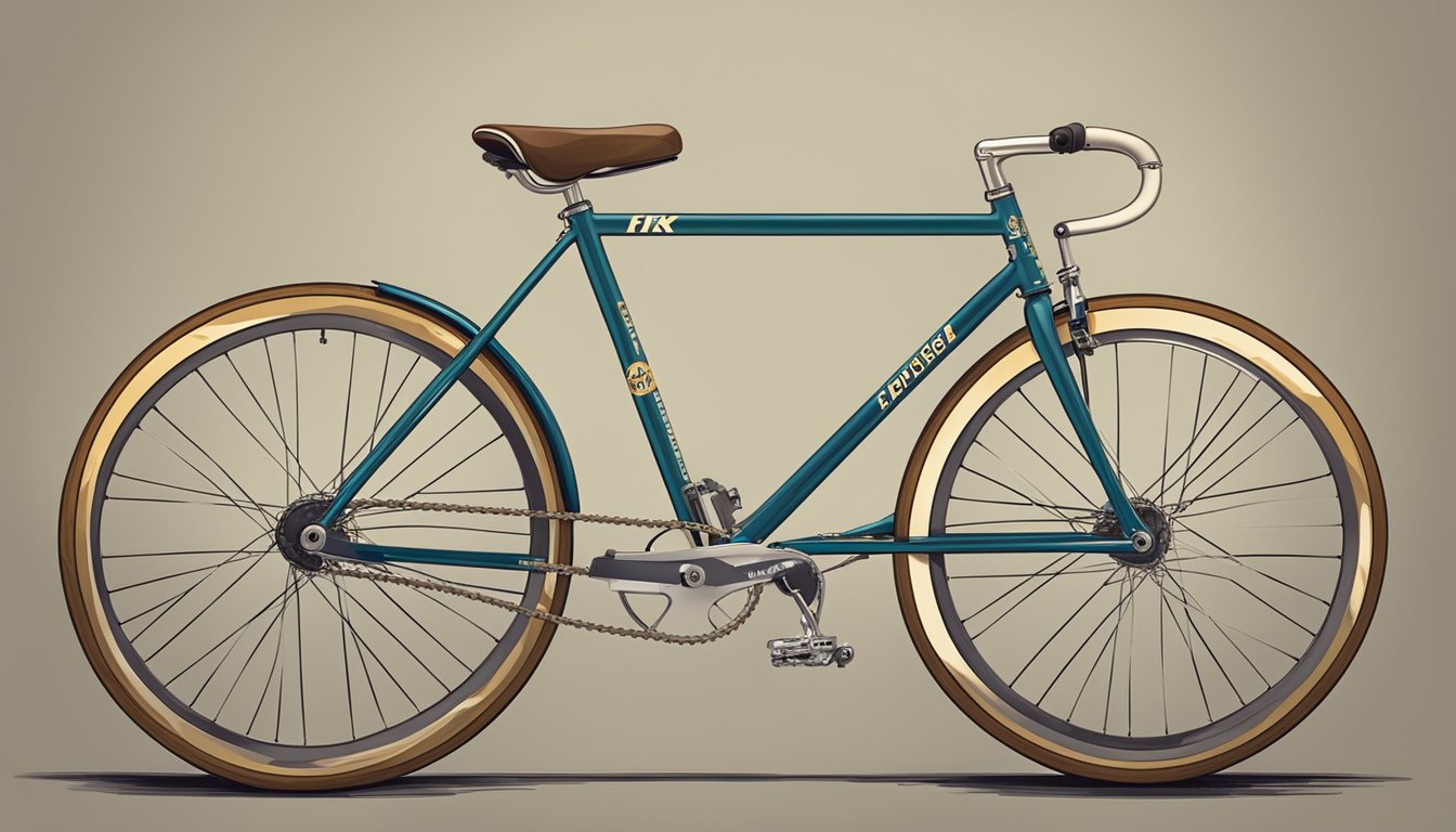 A display of vintage fixie bikes with logos of popular brands in a historical setting