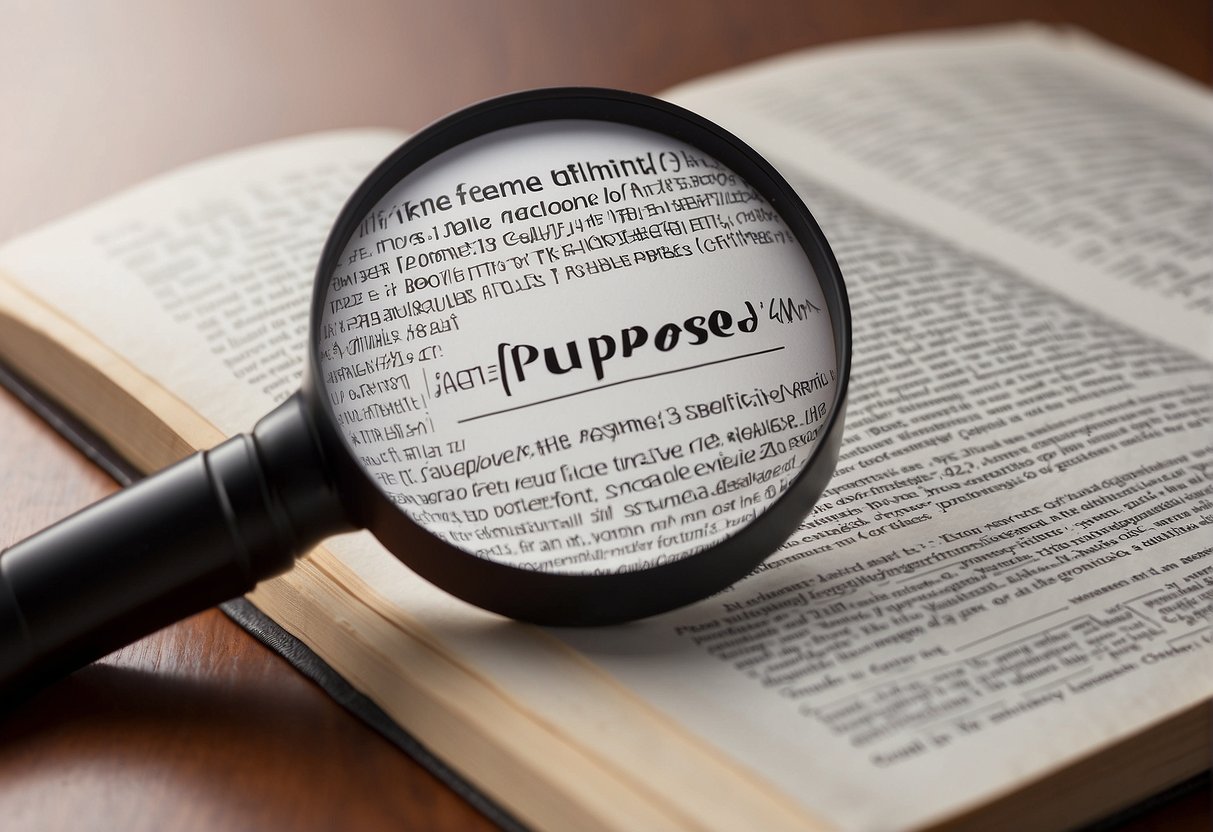 A magnifying glass hovers over a textbook page with the words "Purpose of female pubic hair" highlighted in bold