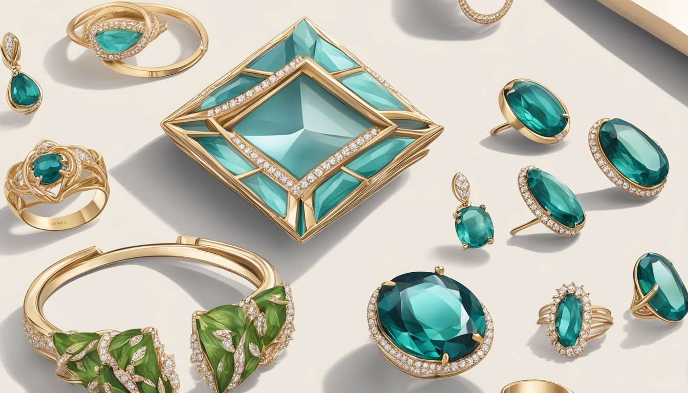 A luxurious jewelry brand showcasing eco-friendly materials and ethical sourcing, with a focus on sustainable investment in design and production