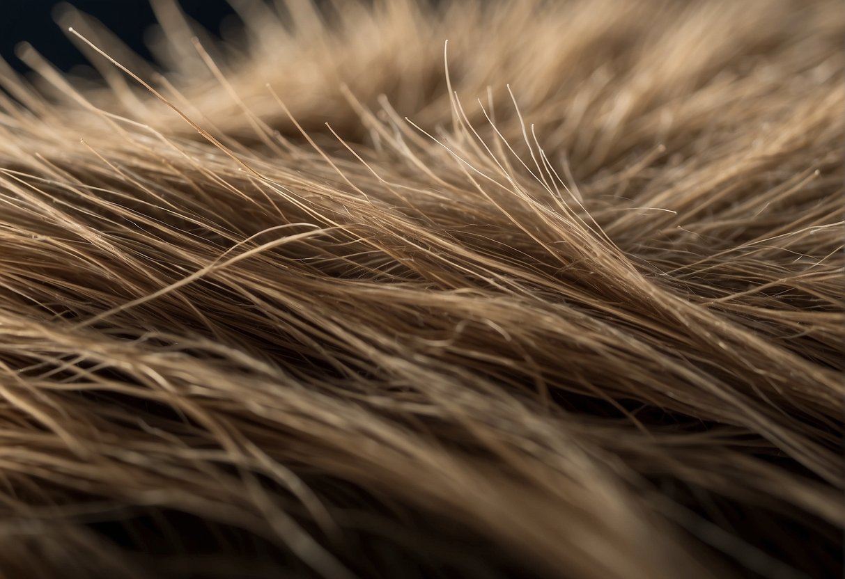 A close-up of pubic hair growing in different directions, symbolizing the evolution and functions of pubic hair