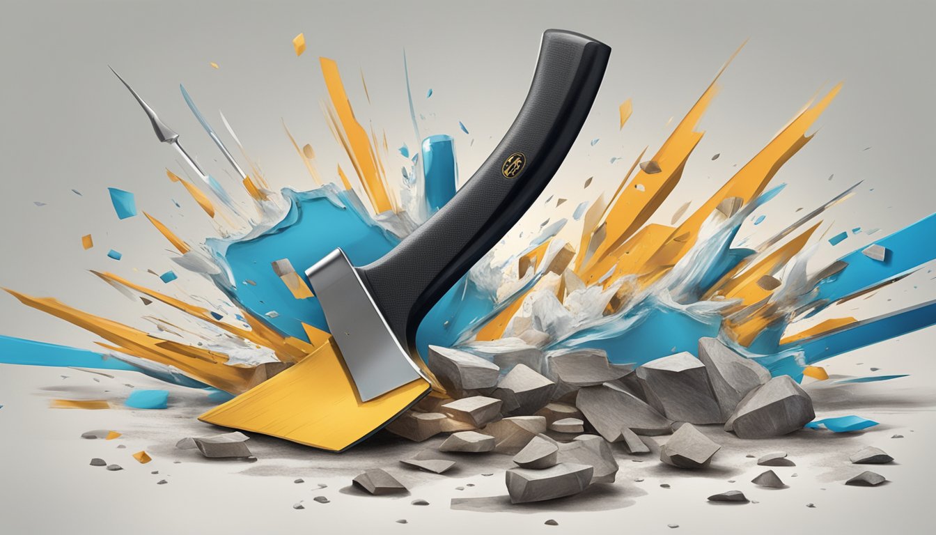 A sharp axe from the Straits Times brand falls onto an object, causing an unfortunate incident