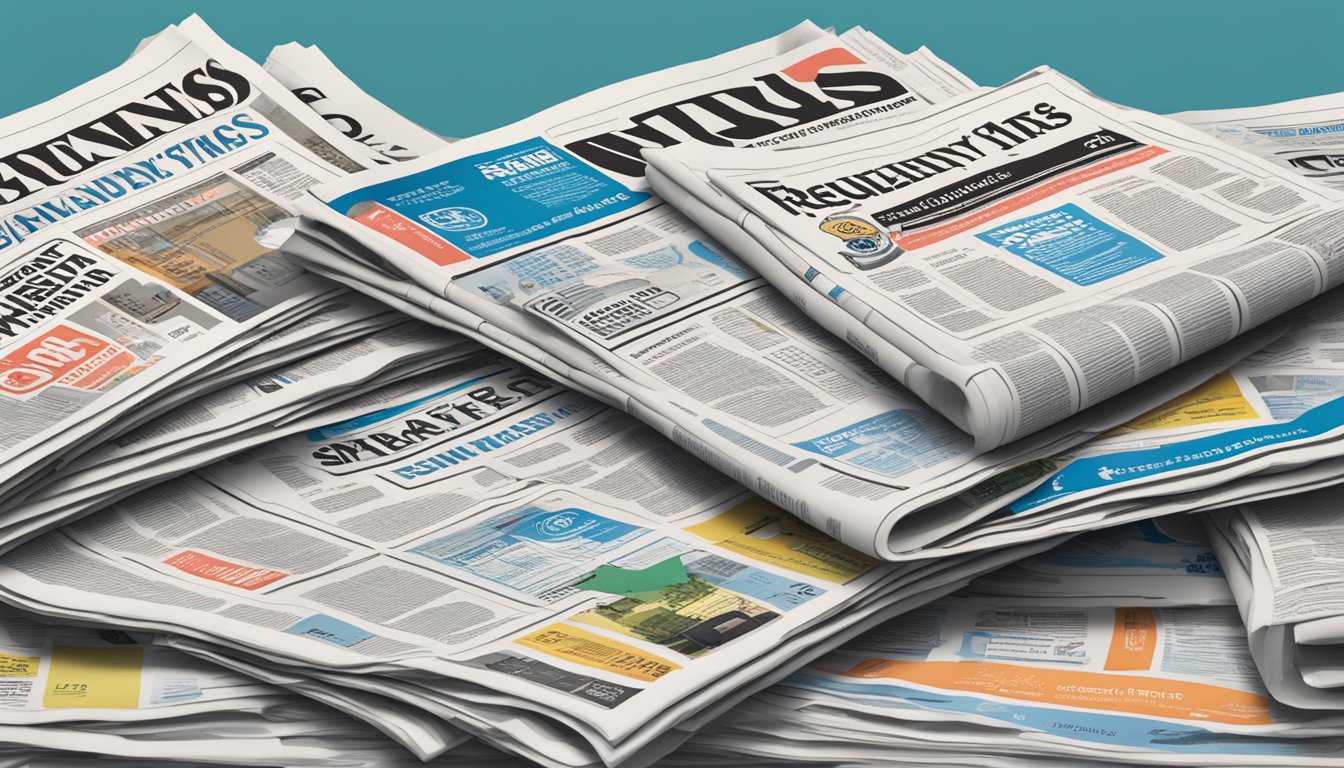 A stack of newspapers with "Frequently Asked Questions" and "Straits Times" logos, next to an Axe Brand product