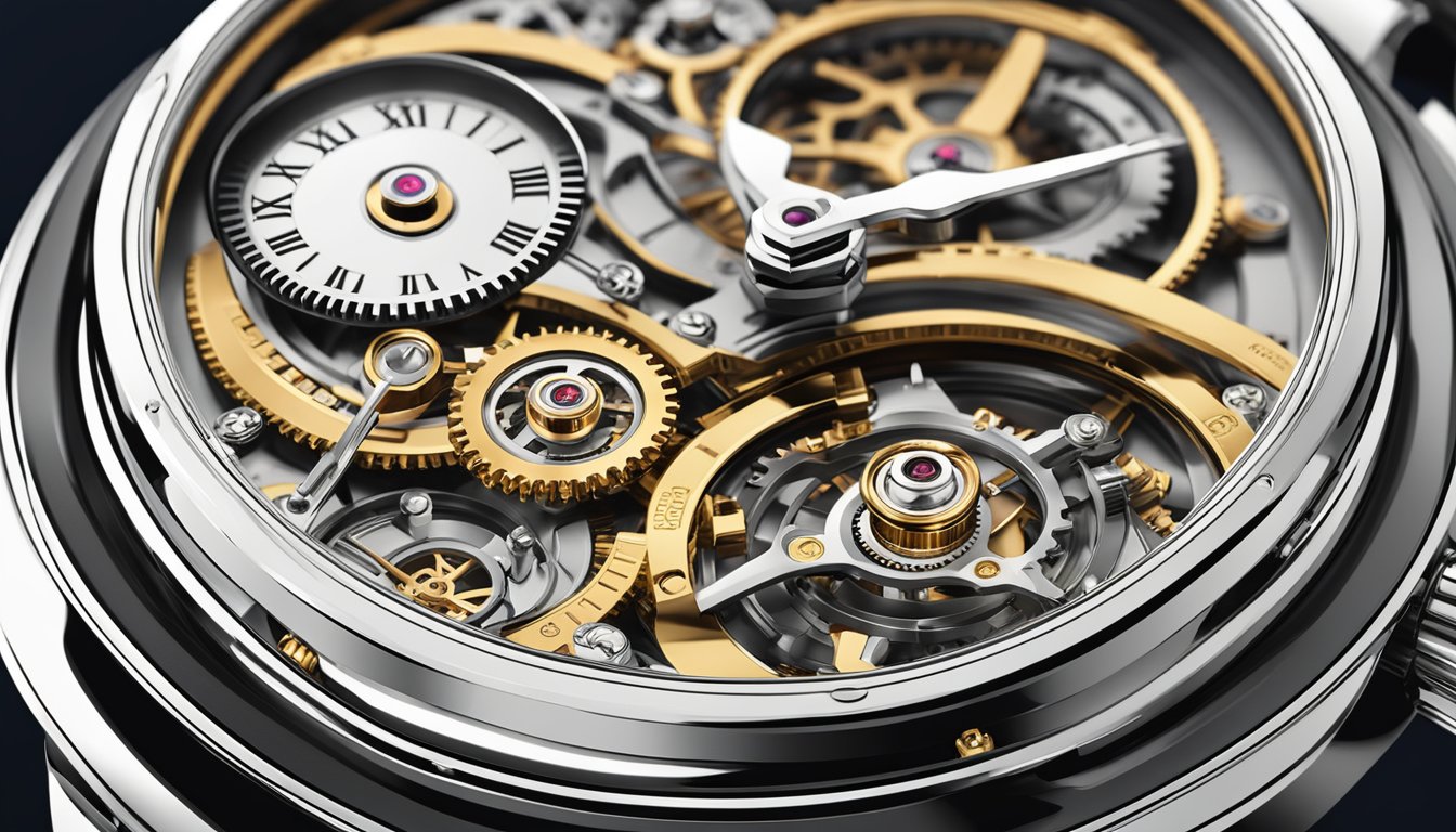 A luxurious watch brand's intricate gears and polished metal surfaces reflect precision and opulence, showcasing the engineering marvels that define luxury timepieces