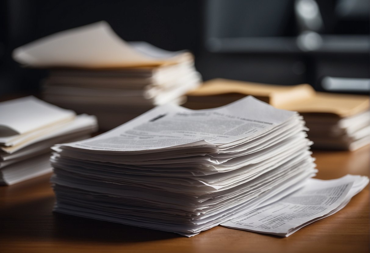A pile of FAQ papers with and without pubic hair, scattered on a table