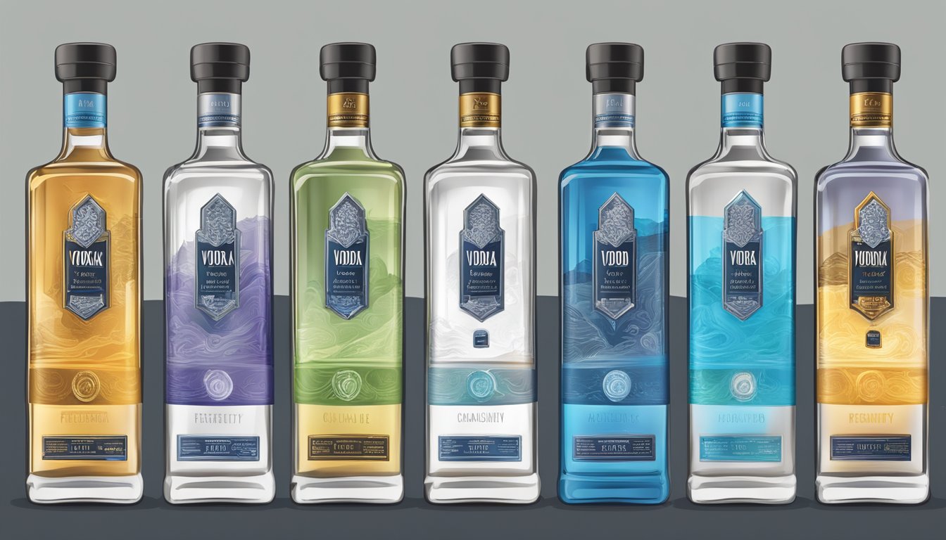 A lineup of popular vodka bottles with "Frequently Asked Questions" displayed prominently on a label