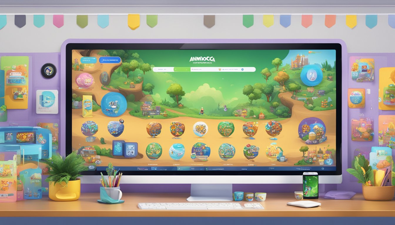 Animoca Brands' product portfolio displayed on a digital screen with various game characters and logos