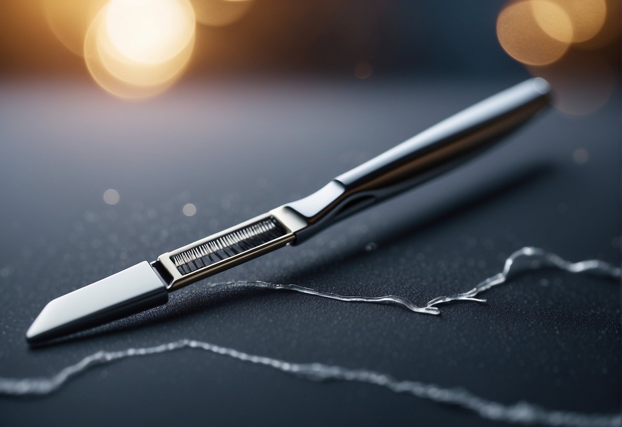 A razor carefully removing pubic hair with specific gender considerations in mind