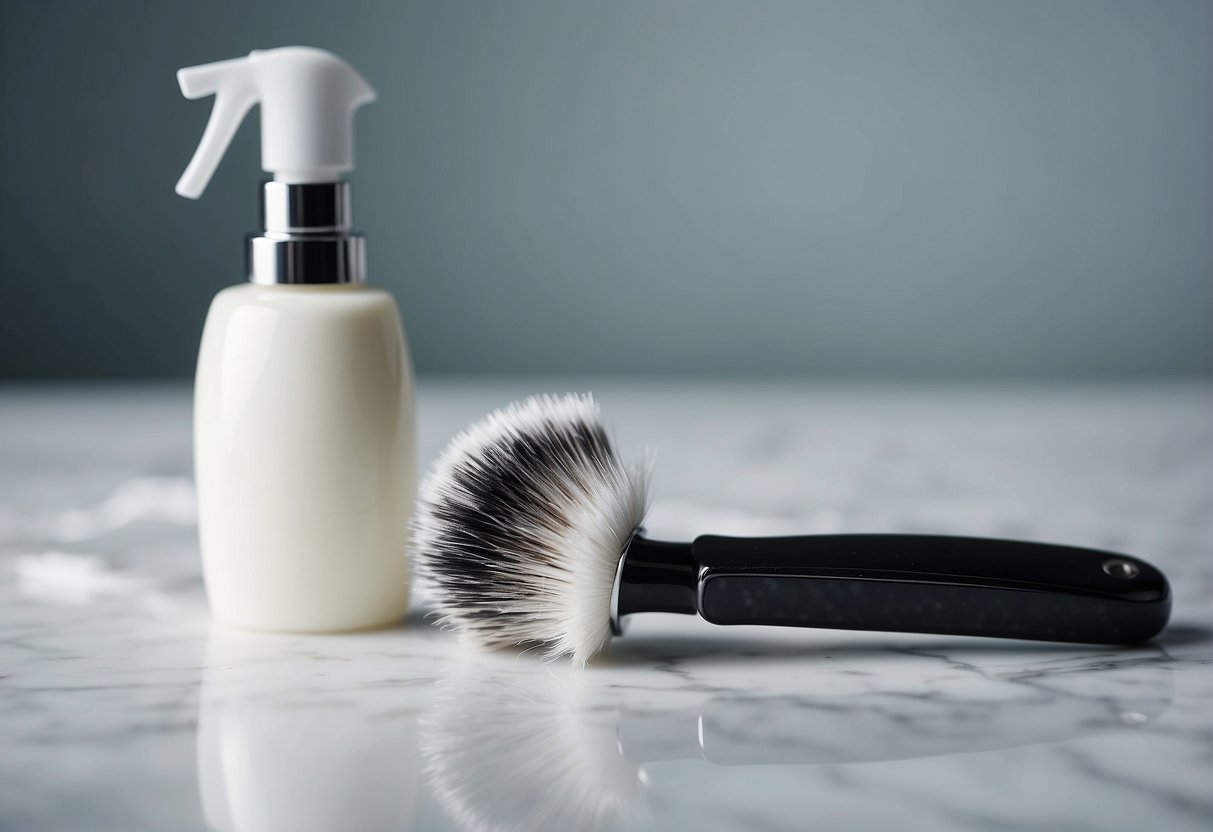A razor and shaving cream on a clean, white surface
