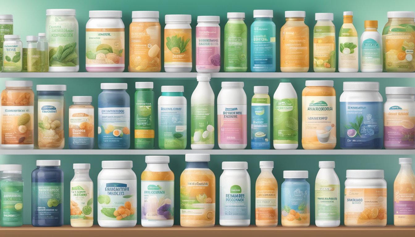 A variety of probiotic brands displayed with labels and product information. Expert advice and consumer tips highlighted