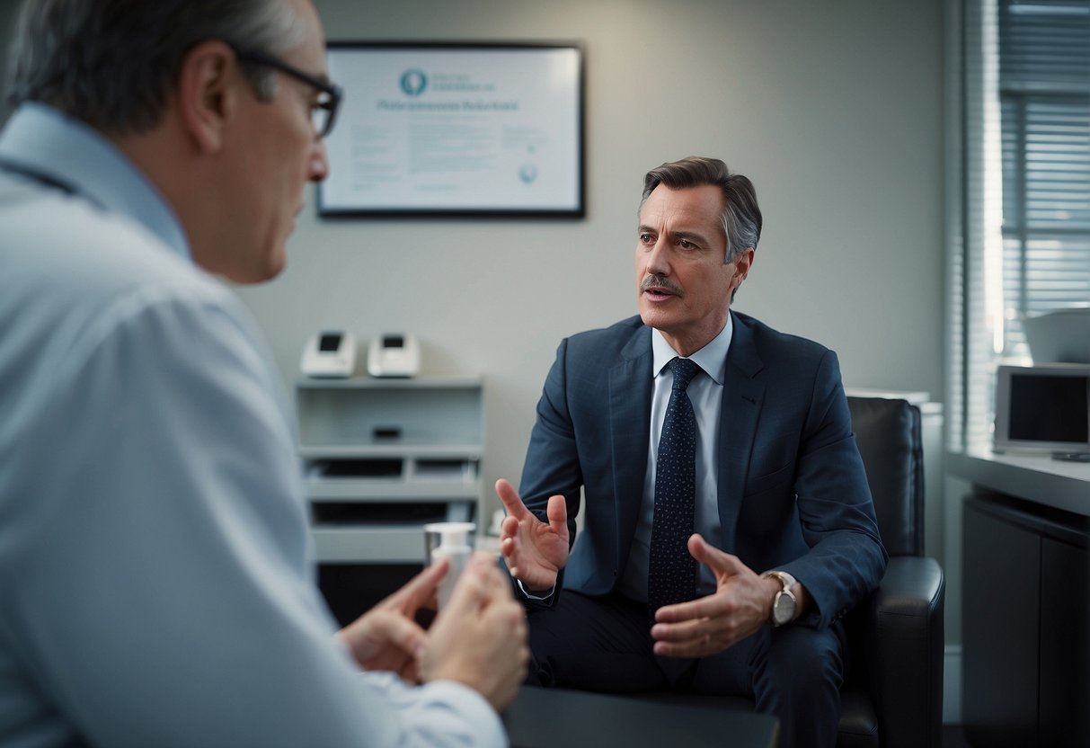 A dermatologist discussing the sin of pubic hair removal in a medical office setting