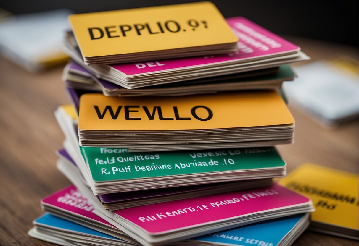 A stack of colorful, illustrated FAQ cards with the question "es pecado depilarse el vello púbico" prominently displayed